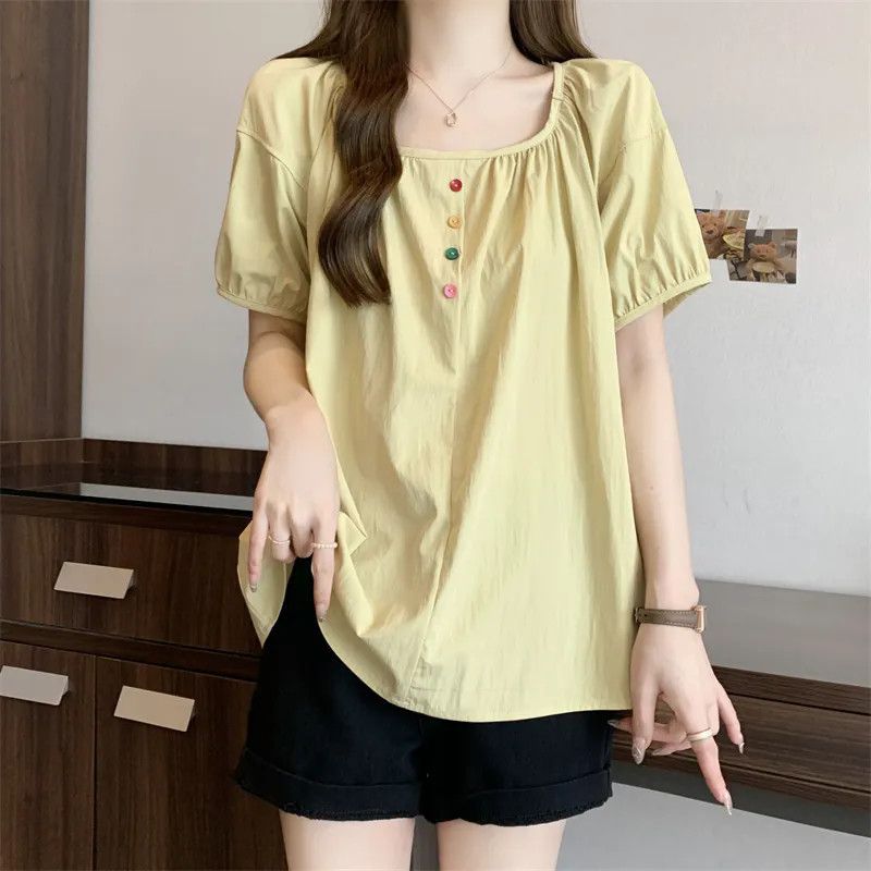 Diseño único y chic sentido verano nuevo estilo francés camiseta mujer talla grande hermana gorda casual dulce top mujer image 5