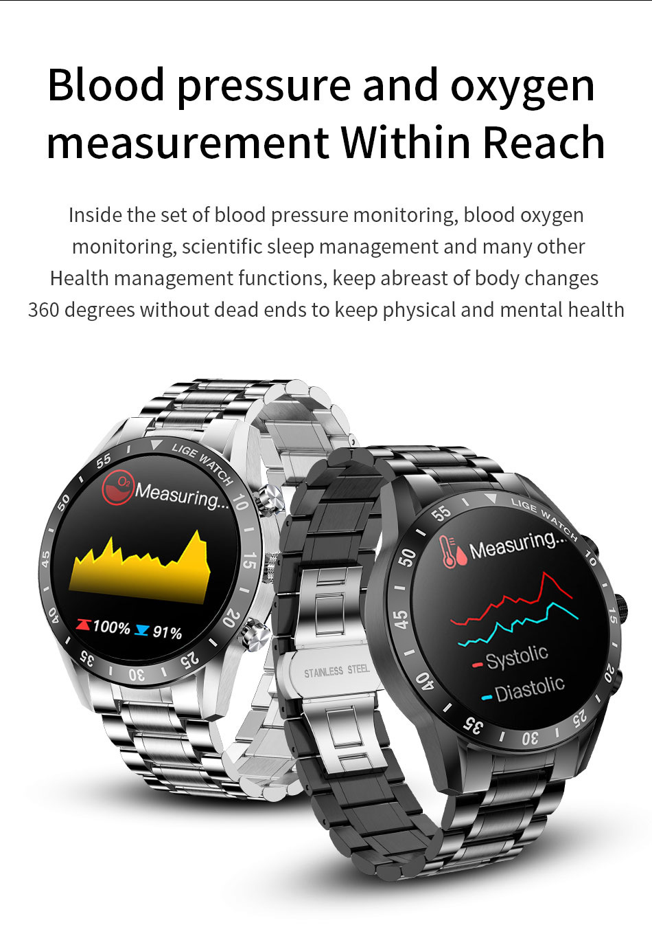 LIGE/Smart wasserdichte Uhr, automatische Herzfrequenz-Schlafüberwachung, multifunktionale Fernbedienung, Fotografie, große Reichweite_voghion.com