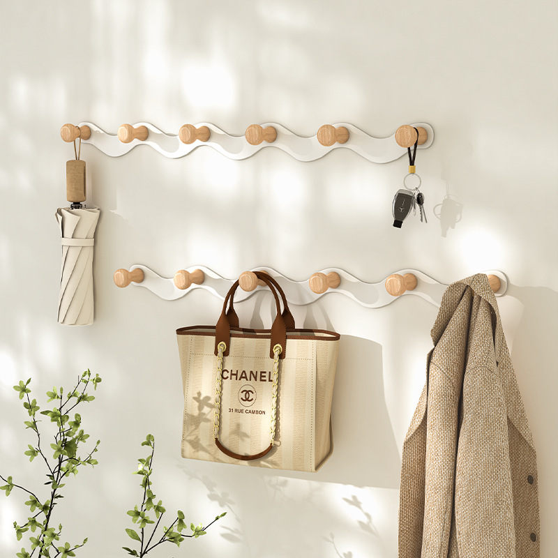 Wall-Mounted Creative Entryway Key Holder, No-Drill Hooks for Bags and Clothes in a Row Wall-Mounted Creative Entryway Key Holder, No-Drill Hooks for Bags and Clothes in a Row