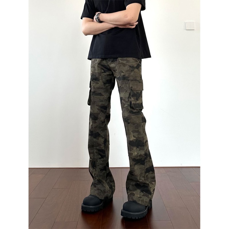 American Retro Camouflage Multi-Pocket Jeans for Men, Spring and Autumn New Hip-Hop Straight Slim Fit Flared Cargo Pants American Retro Camouflage Multi-Pocket Jeans for Men, Spring and Autumn New Hip-Hop Straight Slim Fit Flared Cargo Pants