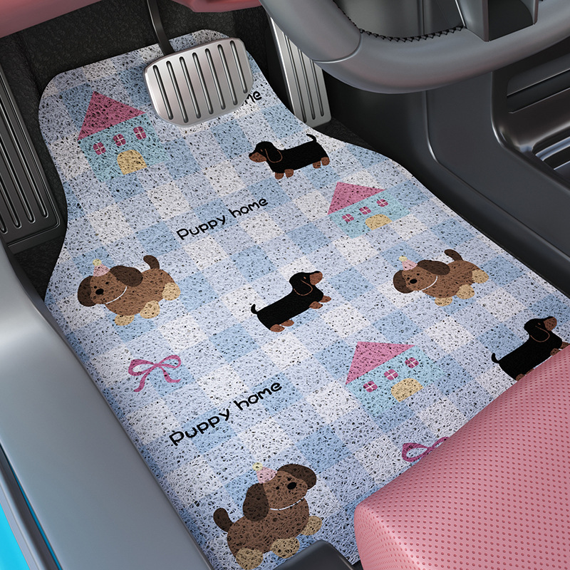 Cojín de protección de una sola hoja para niñas de automóvil de corte libre alfombra antisucia decoración adorable esterilla antideslizante de dibujos animados