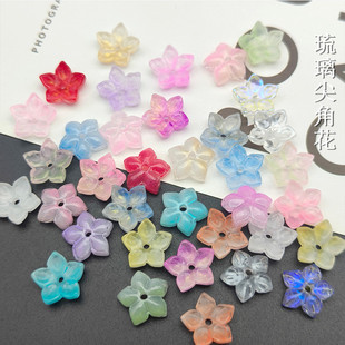 DIY Handmade Antique Hairpin Material Czech Glass Hairpin Girl Jewelry Accessories 12mm Pointed Flower with Five Petals in the Middle Hole