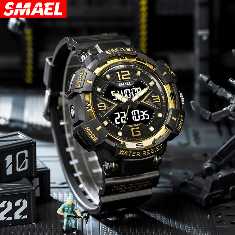 Smael nuevo reloj electrónico para hombres multifuncional al aire libre impermeable luminoso alarma reloj electrónico 8076