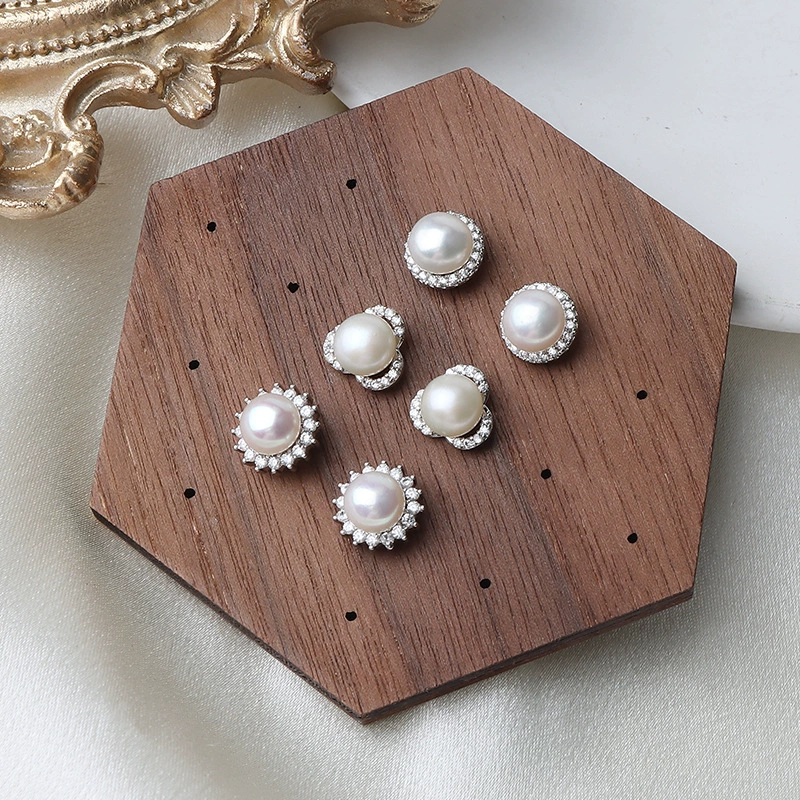 S925 стерлингового серебра иглы натуральный пресноводный жемчуг серьги с бриллиантом простой классический все матч серьги завод в наличии оптом