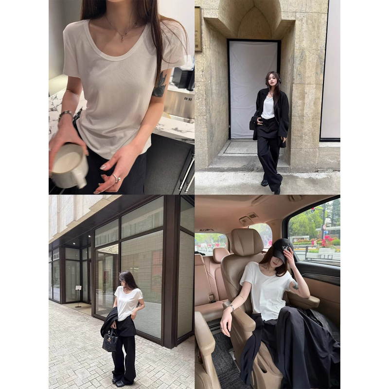 3375 #   superniniyy ブリージングT コールドカラー リラックス効率的なデイリーウェア ラウンドネック半袖Tシャツ|undefined