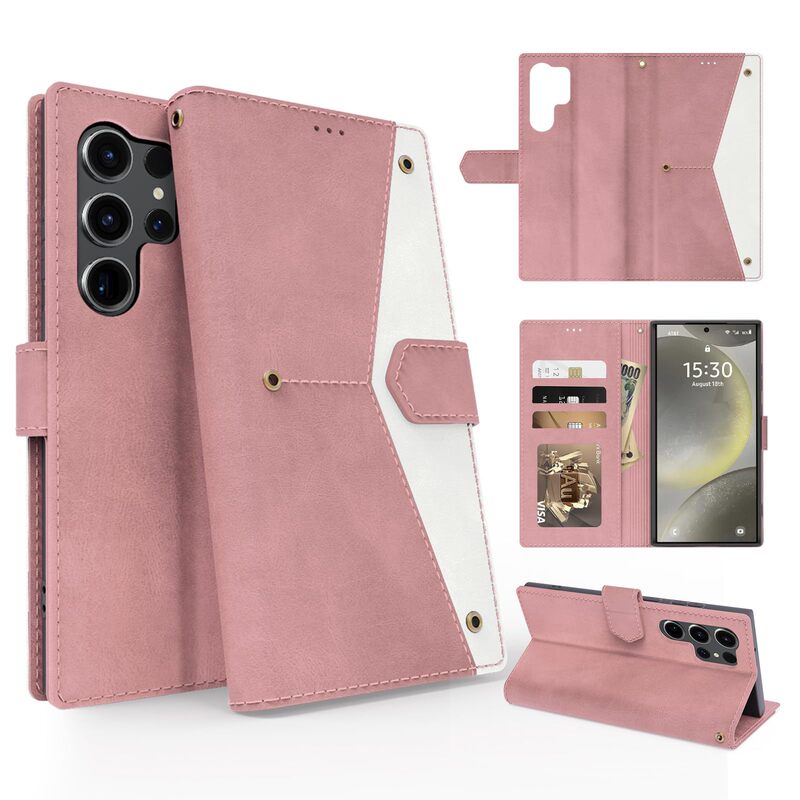 Japanese and Korean Contrasting Color Leather iPhone Protective Case Mobile Phone Holder Innovative Multi-Card Slot Apple Leather Case with Tower Buckle