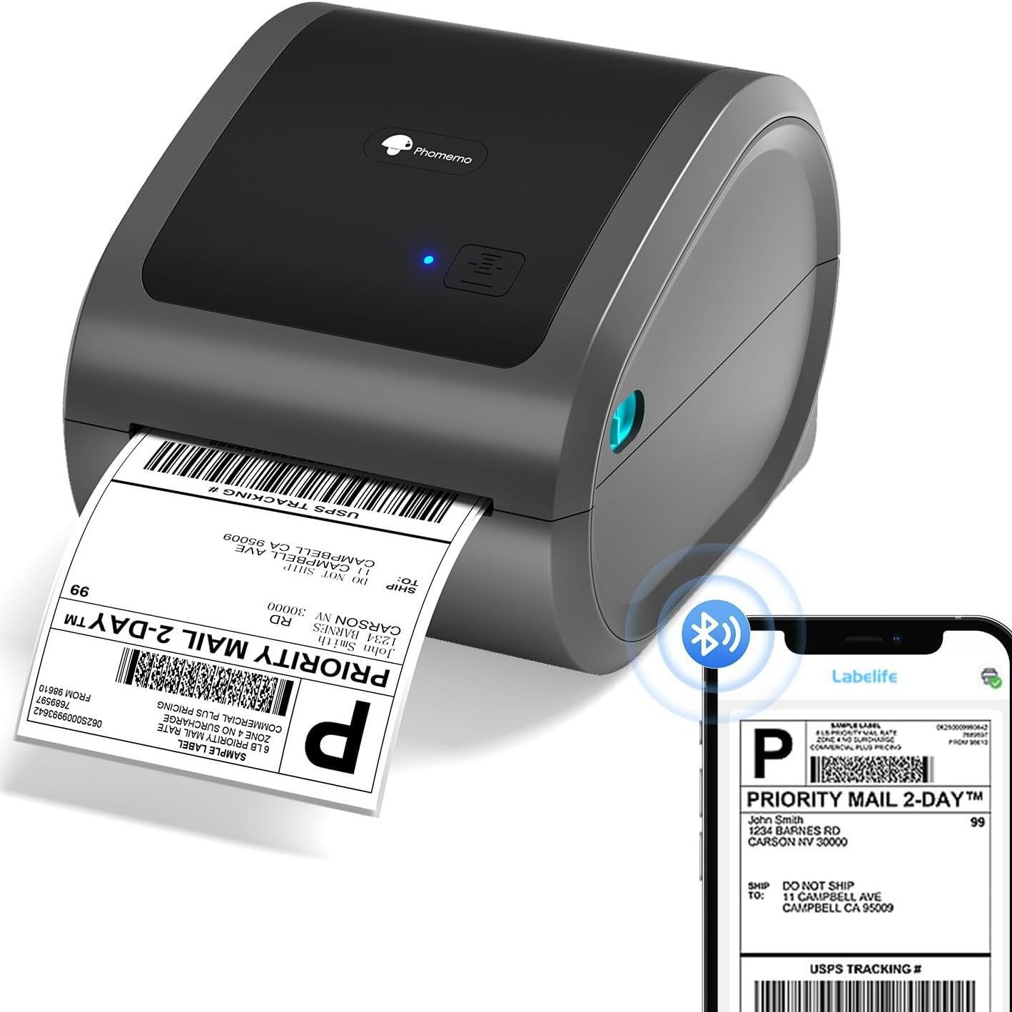 D520BT Bluetooth-gris y negro (envíe 30 hojas de 101,5*152mm cara de papel individual)