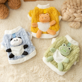 Three-dimensional small animal dog winter clothes traction autumn and winter small dog warm two-legged velvet clothing pet dog clothing