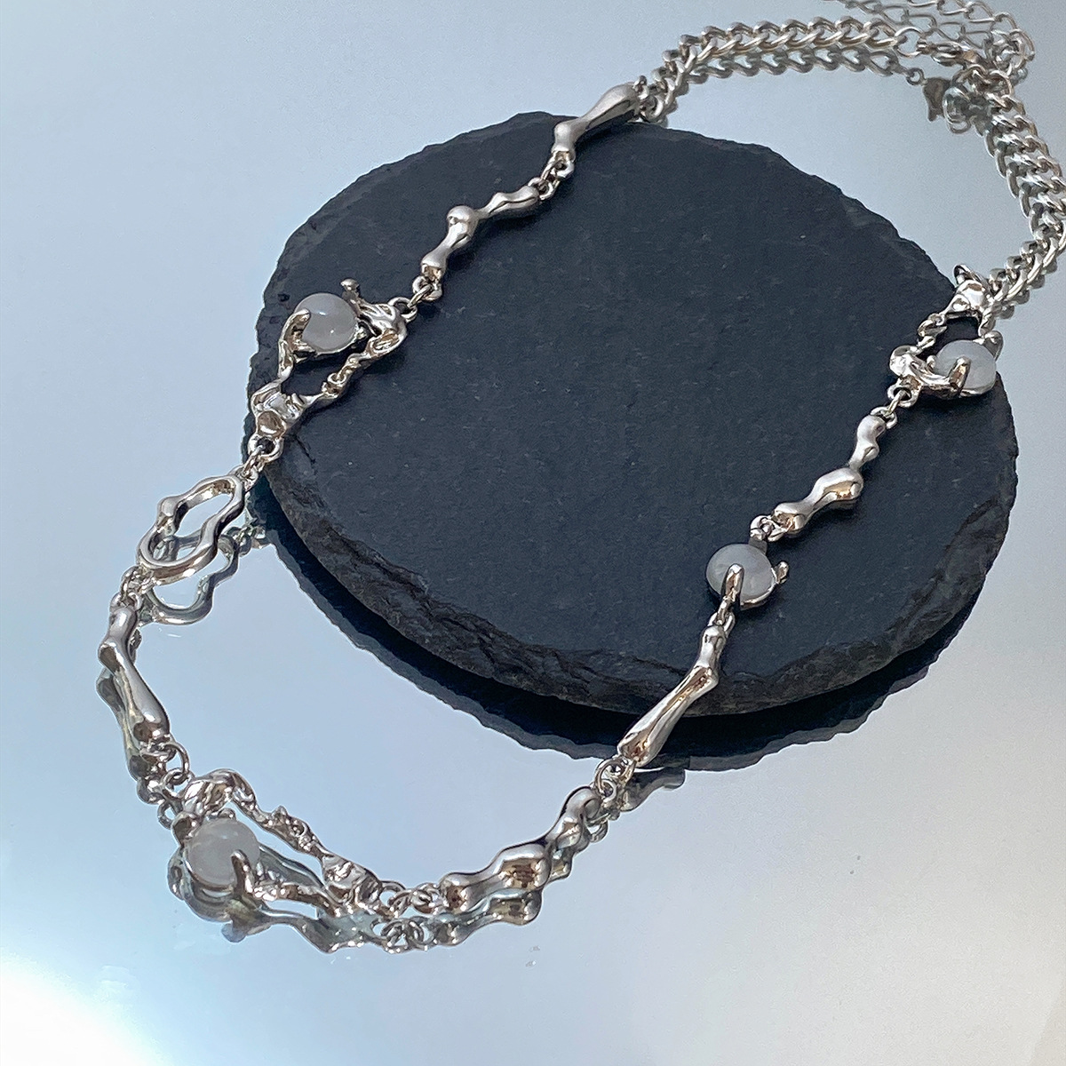 28g Weight Necklace Classification 1 Piece Quantity Daily Occasion Titanium Steel Material Waves Pattern Women'S Gender Plating Design Fashion Style Fashion Waves Titanium Steel Plating Necklace 1 Piece 1