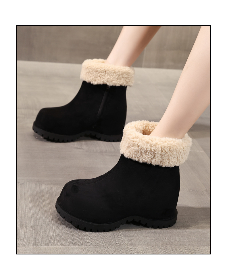 Boot nữ cổ cao lót lông giữ ấm đế dày nâng chiều cao — nâu chi tiết 13