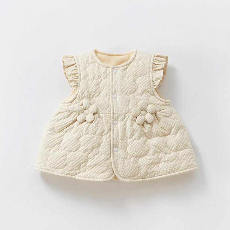 Bebé niña chaleco falda Otoño e Invierno ropa exterior ropa de invierno forrada de lana engrosada estilo occidental abrigo Chaleco de bebé image 8