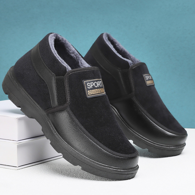 Zapatos de algodón para hombres de invierno nuevas botas para hombres con terciopelo grueso zapatos de ancianos calentamiento para hombres botas de algodón cómodas con suela gruesa