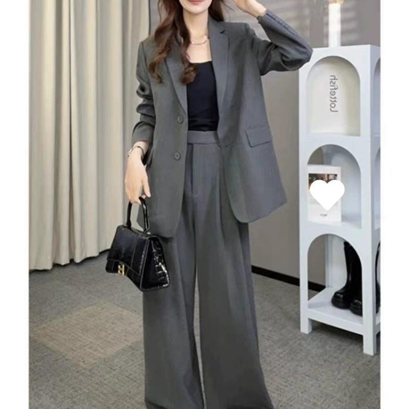 [1037 человек] Повседневный костюм, новый свободный утягивающий профессиональный костюм, куртка, костюм, широкие брюки, комплект из двух предметов