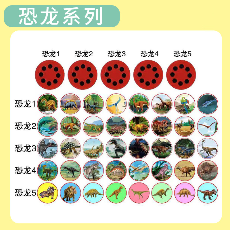 Linterna para niños juguete proyección linterna enseñanza cognición educación temprana imagen dinosaurio animal patrón de dibujos animados fabricante