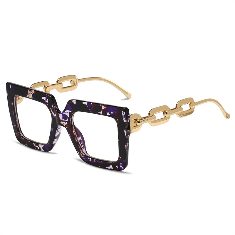 2022 new style personalized chain flat mirror European and American trend generous frame glasses frame fashion colorful frame glasses 2022 new style personalized chain flat mirror European and American trend generous frame glasses frame fashion colorful frame glasses