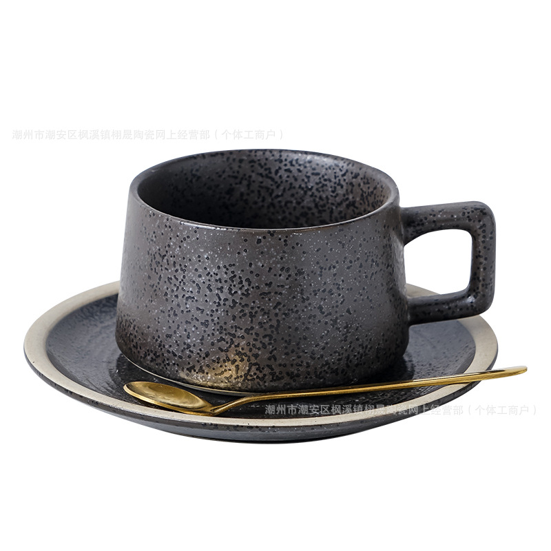 Tazas de café vintage, platos, tazas de cerámica gruesa, tazas de flores, tazas de café caseras de alta calidad, tazas de café con latte