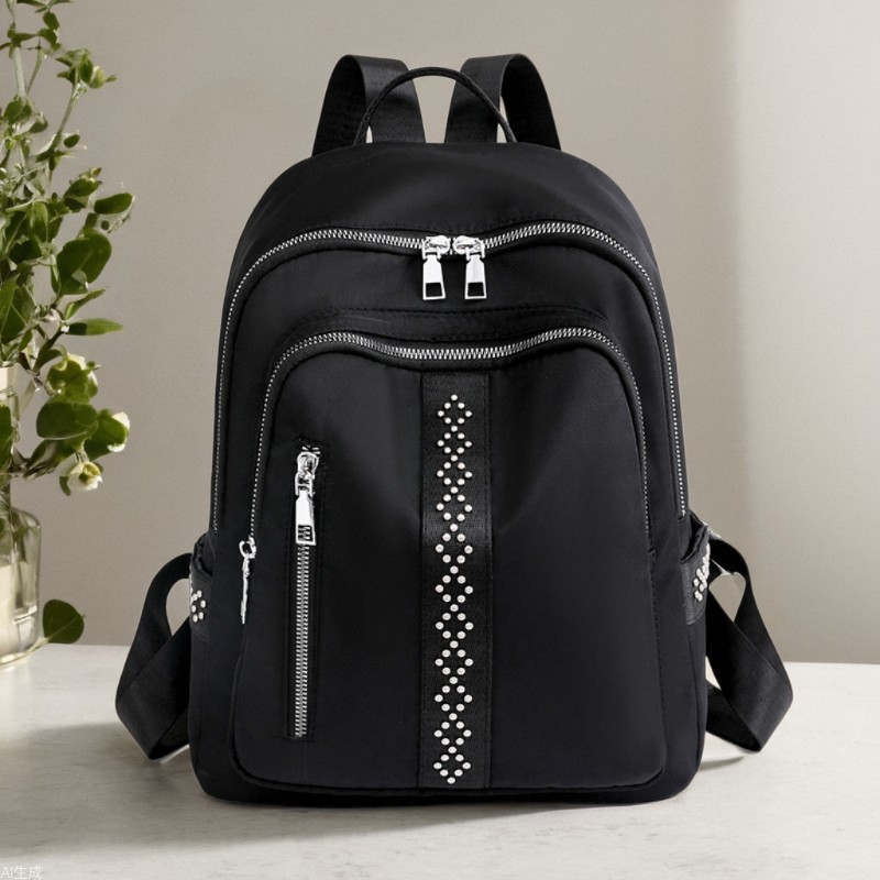 2023 Winter New Oxford Cloth Backpack Women's Lightweight Casual Rivet Women's Bag Fashion Trendy Small Backpack