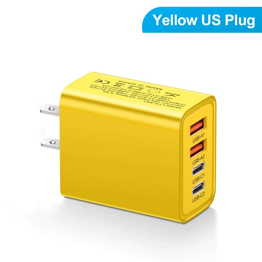 2.4A многоинтерфейсное зарядное устройство для мобильного 2Type-C PD+2USB, путешествия, головка зарядки, пограничная оптом