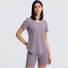 merillat梅丽莱特2024款透气高弹健身瑜伽服 修身双面裸感运动T恤