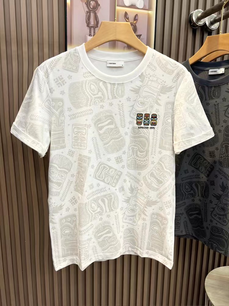 Short sleeved T-shirt, men's full body printed trendy brand slim fit embroidered cotton t-shirt, youth high-end 2023_voghion.com