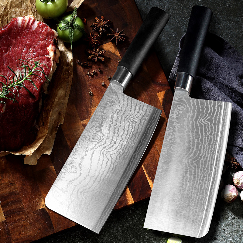 Damascus Bone chopping knife multi-function Kitchen Knives Scales planing Stainless steel kitchen knife Bottle opener Slicers