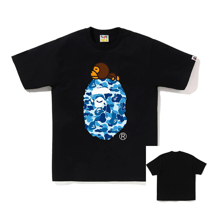 APE Ape トレンドブランド 外国貿易 ヘビーウェイト ピュアコットン ラウンドプリント ユニセックス ゆったり プレミアム 半袖 Tシャツ 25SS|undefined