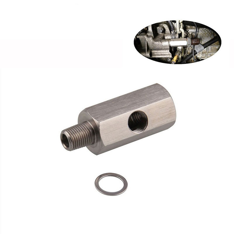 Coche modificado directo de fábrica 1/8BSPT de acero inoxidable contador de presión de aceite de tres vías conector turbo entrada y salida adaptador de aceite