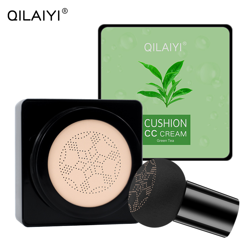 QILAIYI-3101綠茶蘑菇氣墊粉底保濕遮瑕服帖奶油肌跨境專供