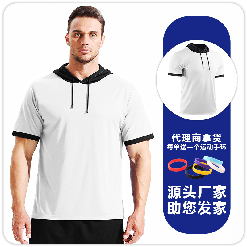 2025 ropa deportiva con capucha de verano, correr, montañismo, color a juego, camiseta de fitness, top de entrenamiento de manga corta cómodo y de secado rápido image 8