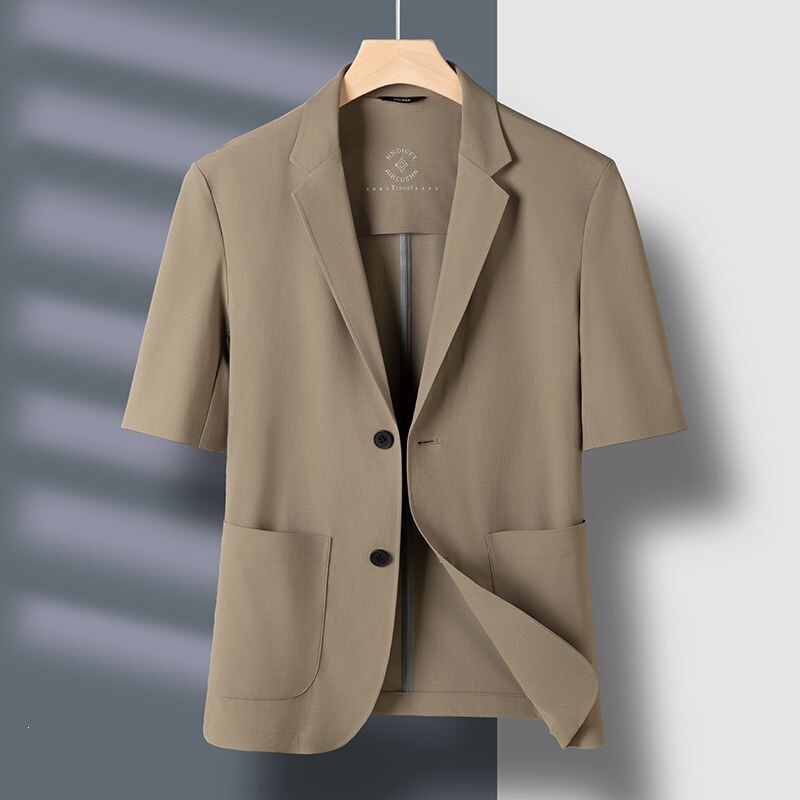Ice Silk Summer Short-Sleeved Lightweight Stretch Suit Seamless Single-Breasted Men's Business Casual Sun Protection Jacket Thin Suit Ice Silk Summer Short-Sleeved Lightweight Stretch Suit Seamless Single-Breasted Men's Business Casual Sun Protection Jacket Thin Suit