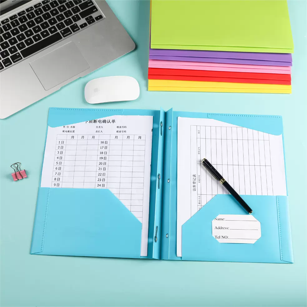 跨境热销pp文件夹蝌蚪夹双口文件袋办公收纳折叠文件夹厂家直销