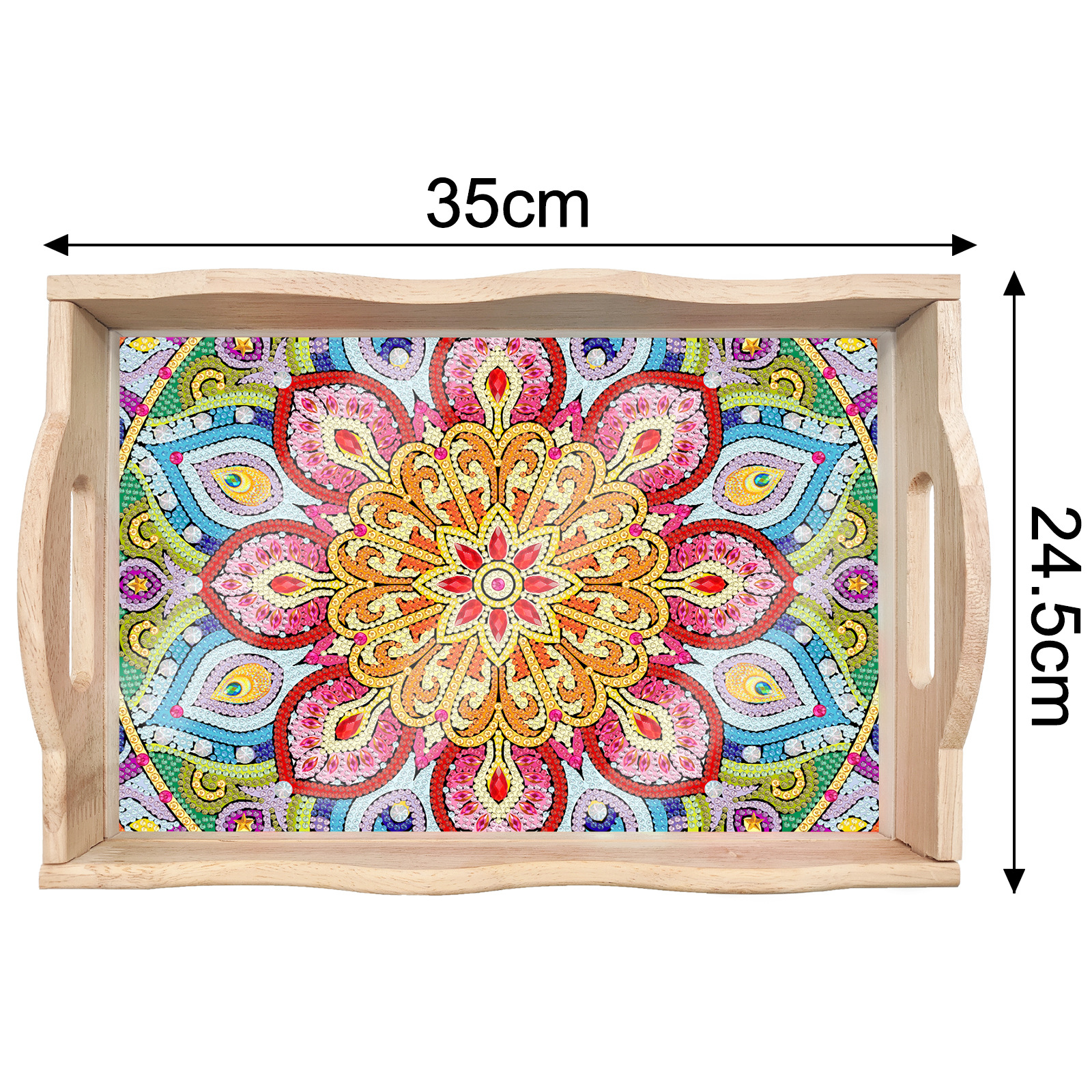 Transfronterizos dedicados a la pintura de diamantes DIY hecha a mano bandeja de madera cuadrada pegatinas de perforación de animales mandala personalizados