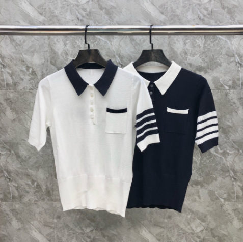 Factory Direct TB Summer New High Version Women's Polo Puppy Knitted Short-sleeved T-shirt Slim-fit All-match Factory Direct TB Summer New High Version Women's Polo Puppy Knitted Short-sleeved T-shirt Slim-fit All-match