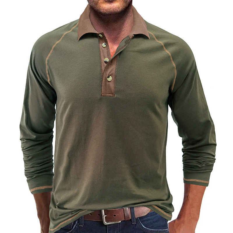 Camiseta de manga larga de solapa de los hombres europeos y americanos Comercio exterior Polo de los hombres transfronterizo Camisa de otoño para hombres Amazon top