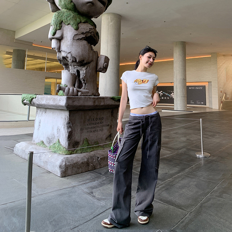 [Sanya] 25SS Summer Fashionable and Exquisite Functional Pure Cotton Low Waist Drawstring Tooling Straight Casual Pants