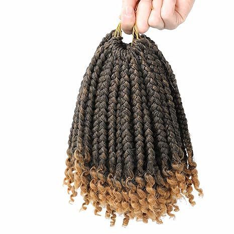 跨境非洲三股辫子尾卷化纤Box  Braids Curly Ends三股上编下缠管|undefined