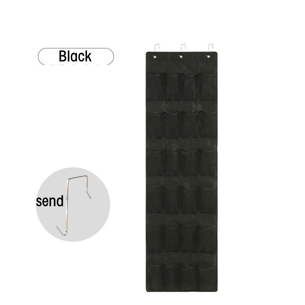 후크 3개, 검정색 24칸 수납 걸이 가방 163-48cm