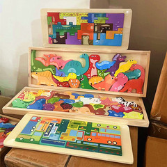 Cross-border children's intellectual animal dinosaur 3D puzzle wooden board baby intelligence development Russian-style toy