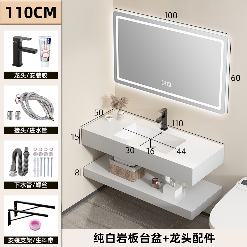 Hotel estilo gabinete de baño combinación Placa de roca integrado cuenca gabinete de baño lavabo cuarto de baño lavabo mesa de lavado