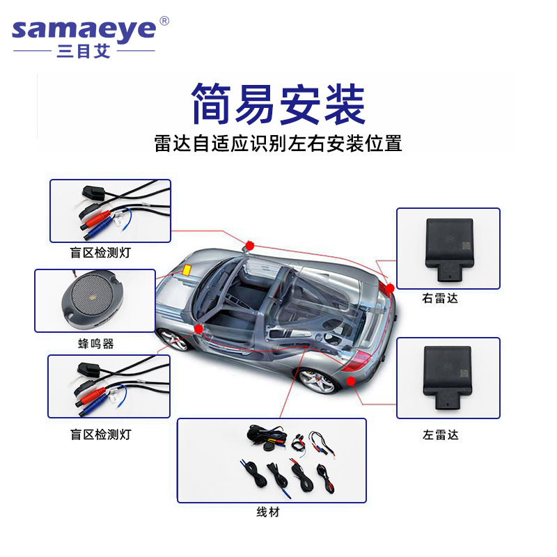 三眼 bsm カーセンサー 77 グラムミリ波反転レーダーヘッドパラレルアシスト bsd 死角監視システム|undefined