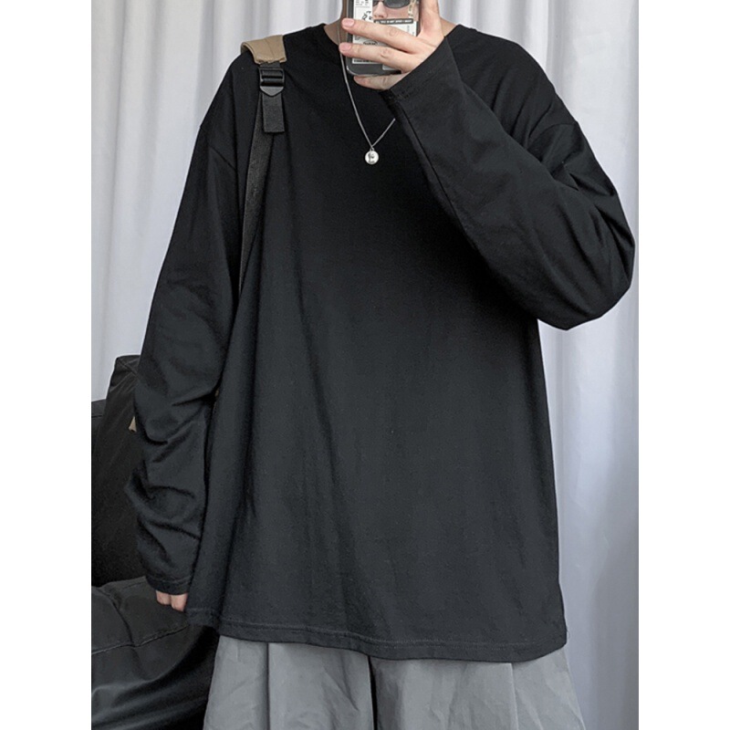 Hong Kong-style long-sleeved T-shirt men's trendy fashion brand ins solid color bottoming shirt with loose sweater all-match autumn clothes Hong Kong-style long-sleeved T-shirt men's trendy fashion brand ins solid color bottoming shirt with loose sweater all-match autumn clothes