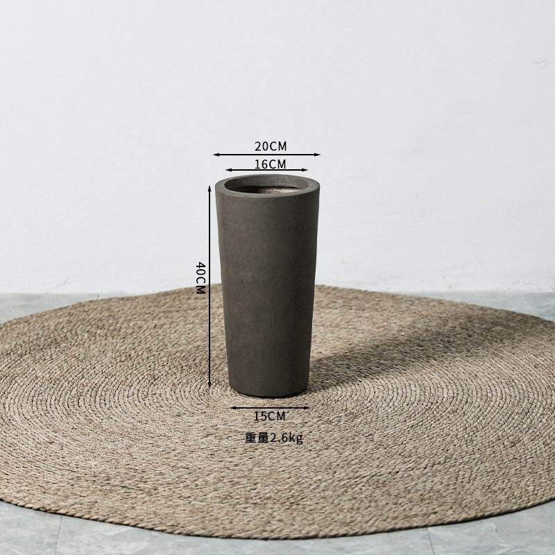 Maceta de barro de magnesio de alta gama de lujo ligero, estilo alto, gran planta verde simple, patio interior, tienda, villa, lavabo de arte de piso