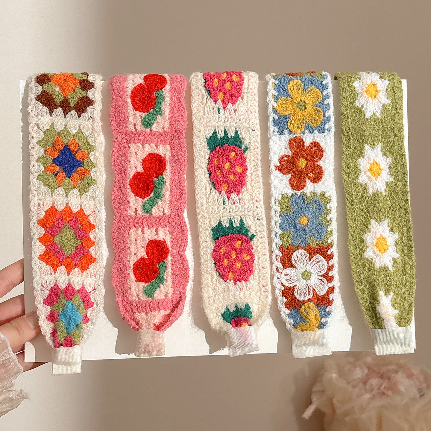 Flor francesa de punto frangeo pegatinas velcro pegatinas para el cabello de mujer no comprime el cabello correa de lavado de la cara banda de cabello tocado