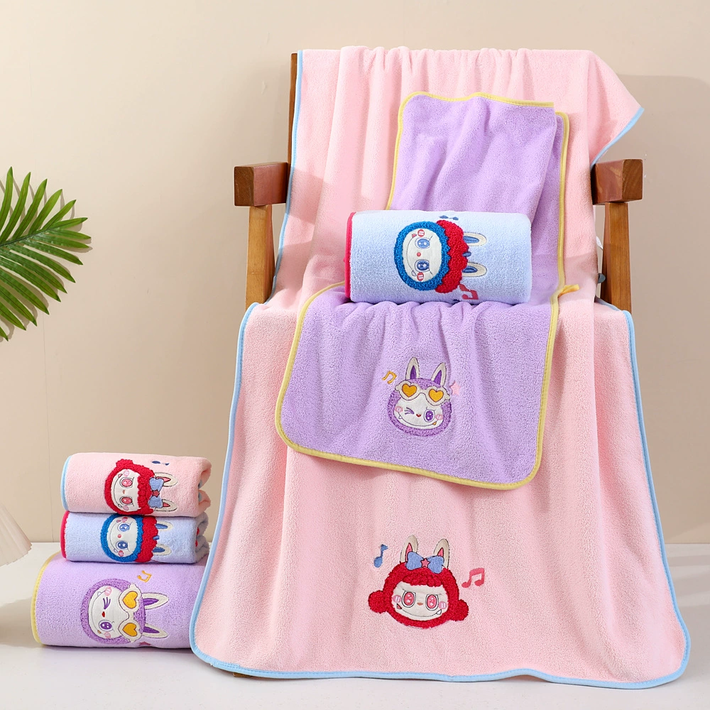 Коралловое полотенце с милым мультяшным рисунком, мягкое