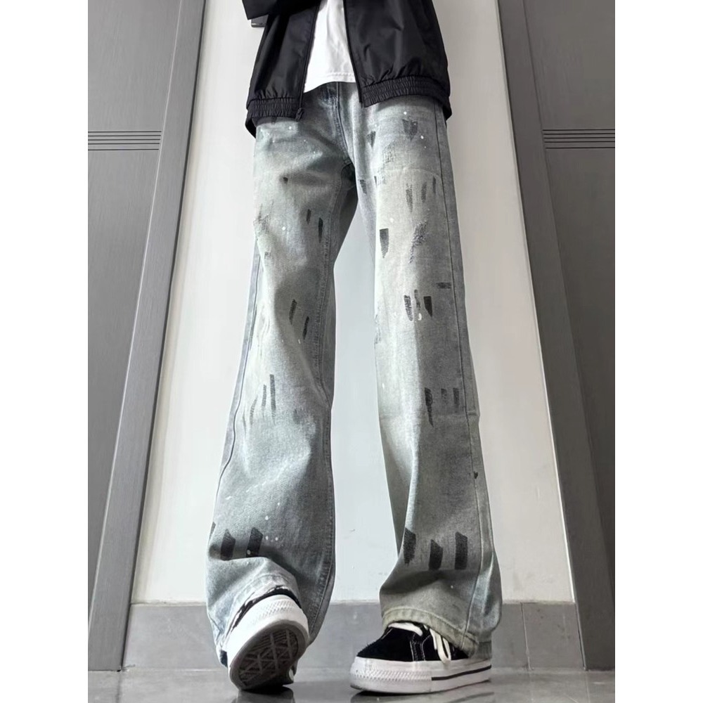Pantalones Jeans Rectos de Tiro Alto para Hombre de Mezclilla para Uso Diario