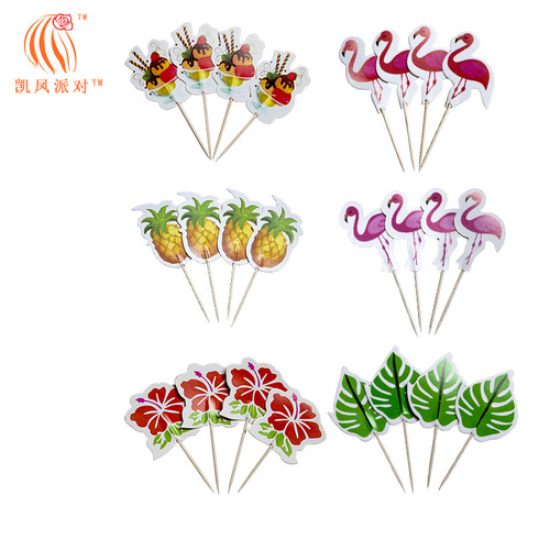 24PCS cake insert holiday party table dessert table decoration props tropical