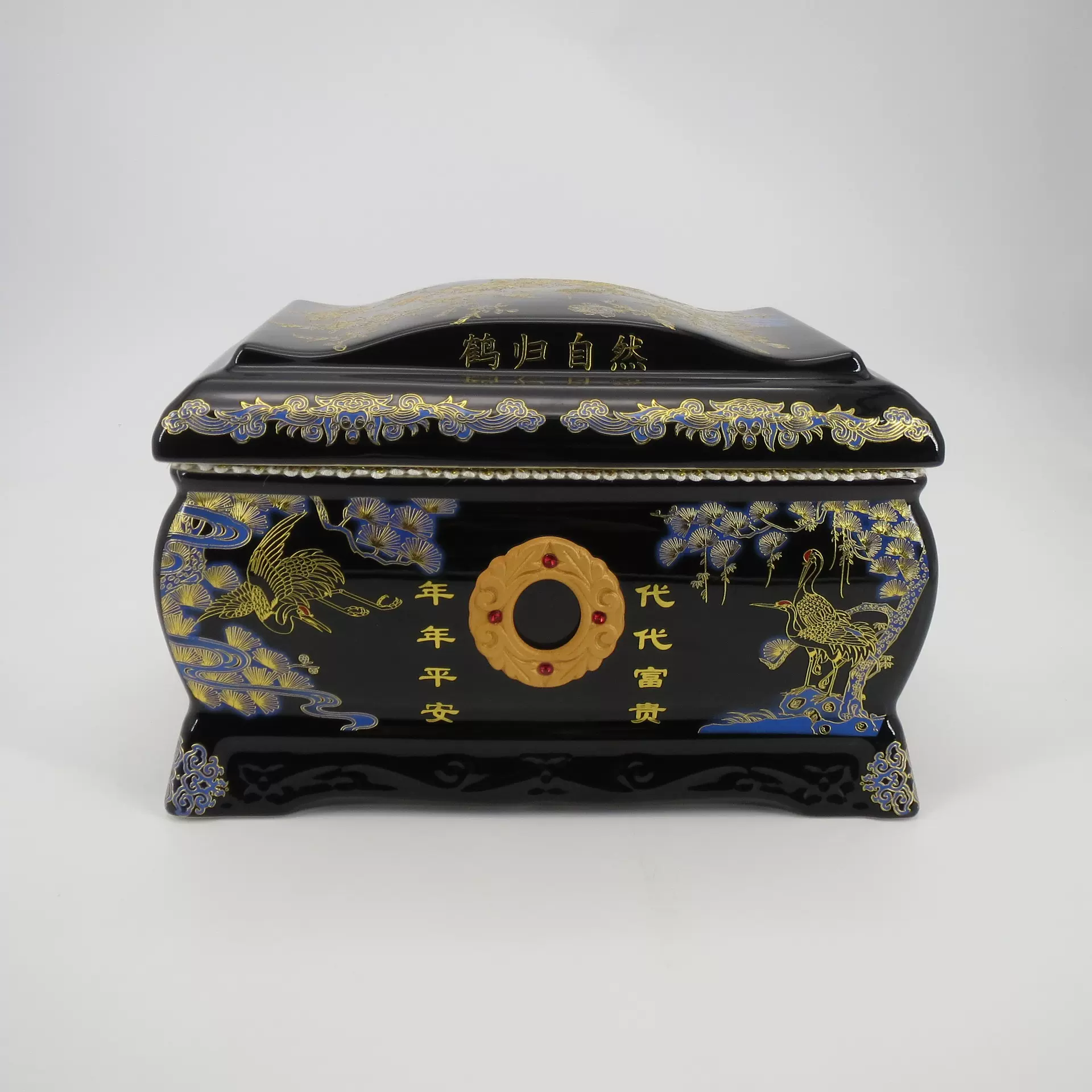 【厂家直供】34 黑鹤归自然 陶瓷骨灰盒 15年匠心品质