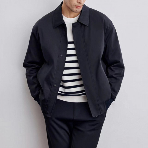 Mallard 2025 Spring and Autumn New Men's Administrative Stand Collar Jacket Outerwear with High-End Pure Color Jacket
