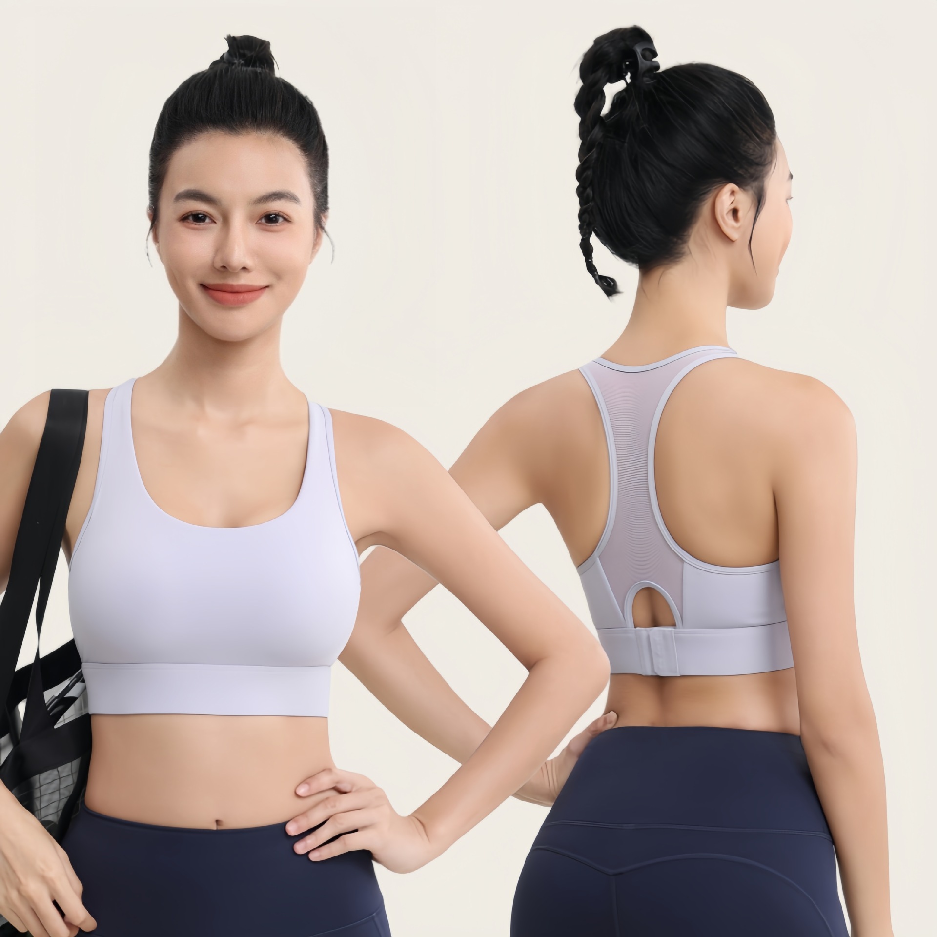 High-Intensity Integrated Shock-Proof Vest with Chest Pads, Zipper Sports Bra, Sports Yoga Bra, Shock-Proof for Running