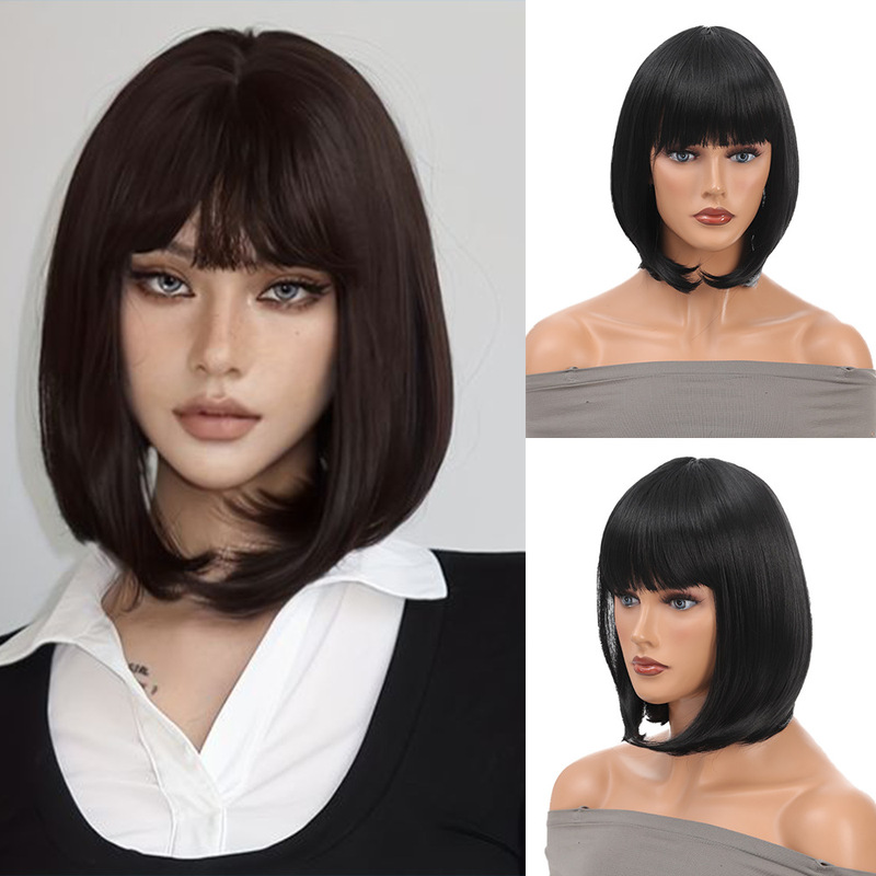 Women's short bob wig 12 inch fashion natural simulation bob wig a variety of styles a variety of colors